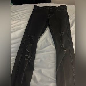 Hollister stacked skinny advanced stretch black ripped jeans